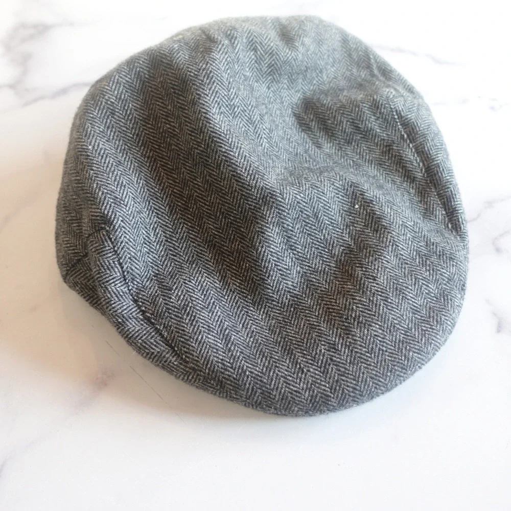 Major Wear Herringbone‎ Tweed Flat Cap Hat LXL Wool Blend Newboy British Ivy